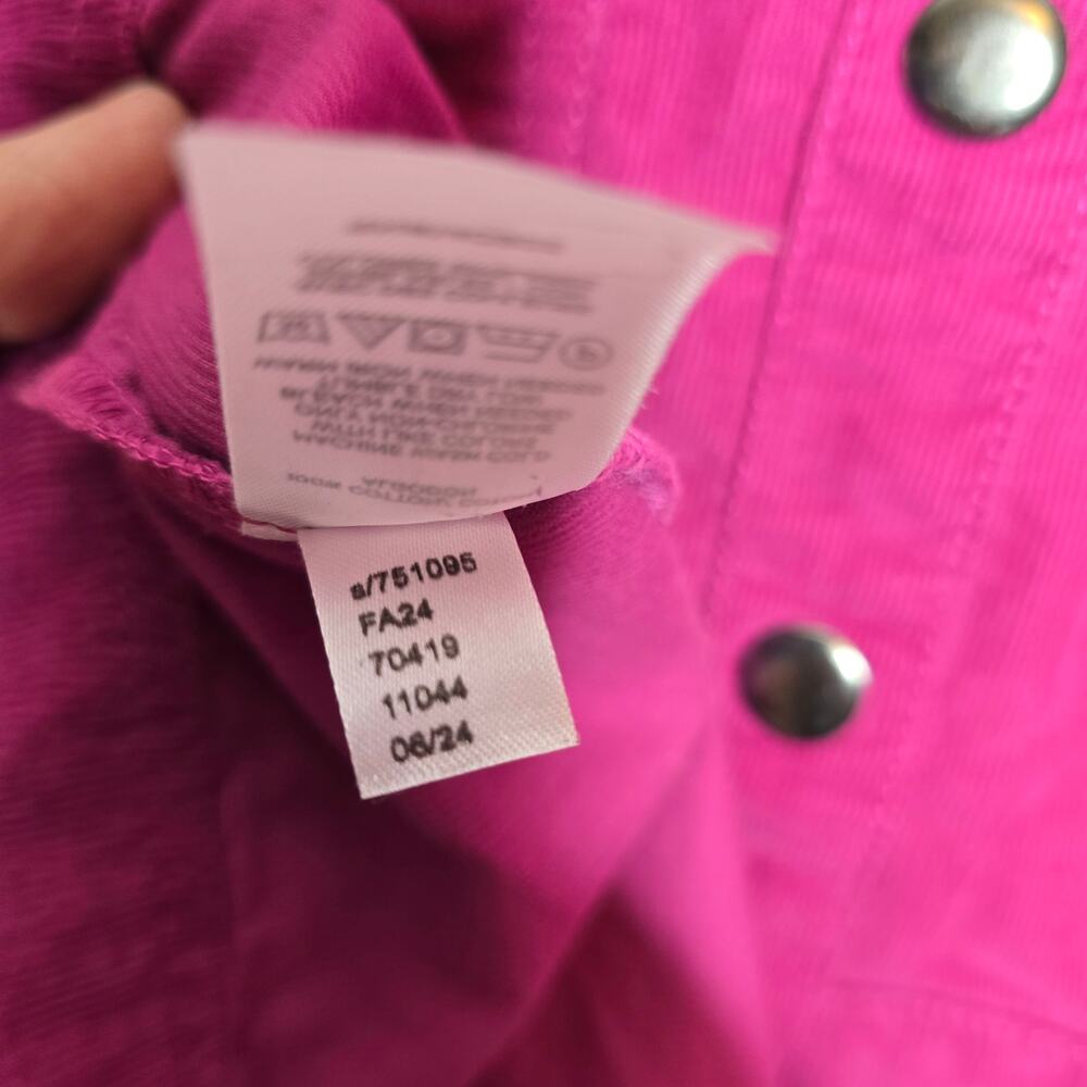 Loft Pink Magenta Corduroy Snap Front Midi Shirt Dress Size 6 - Picture 6 of 7